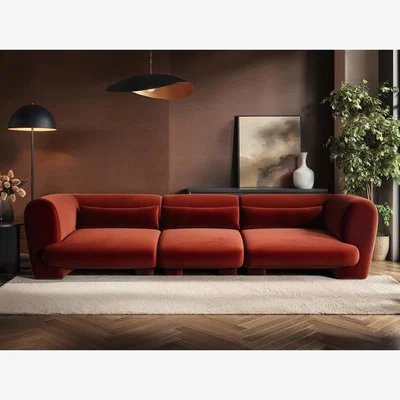 The Range Maddox 4 Seater Orange Velvet Sofa - Orange