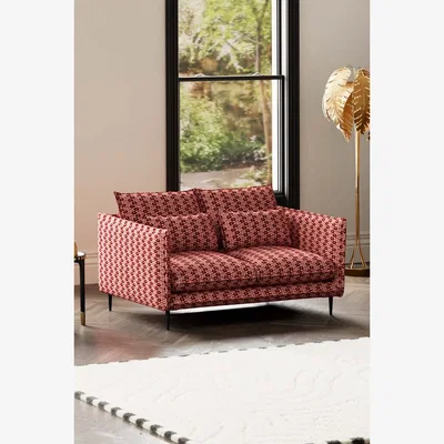 Rockett St George The Lola 2 Seater Sofa in Woven Red & Pink Lips Velvet