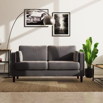 The Range 2 Seater Cushion Back Dark Grey Velvet Sofa - Grey