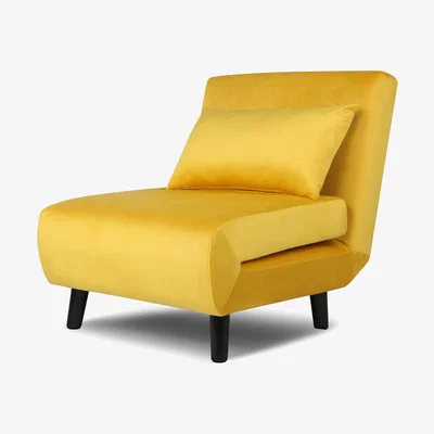 The Range Aurora Single Sofa Bed in Velvet - Yellow