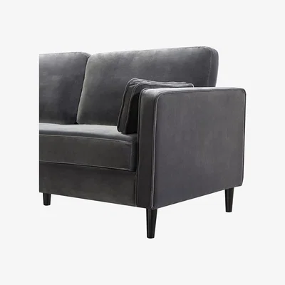 The Range Double Seater Sofa with Armrest - Grey / 3 / Velvet