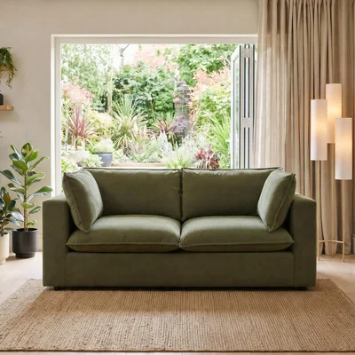 The Range Echo Linen-Look Fabric 2 Seater Modular Sofa - Green