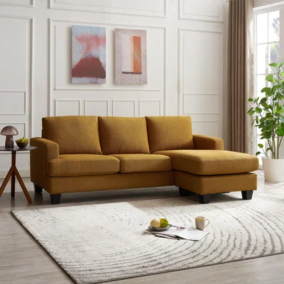 The Range Celeste 3-Seater Sofa with Chaise - Mustard Boucle