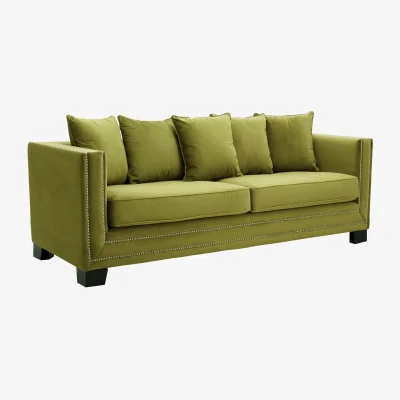 The Range Sofia Moss Green Velvet 3 Seater Sofa - Yellow