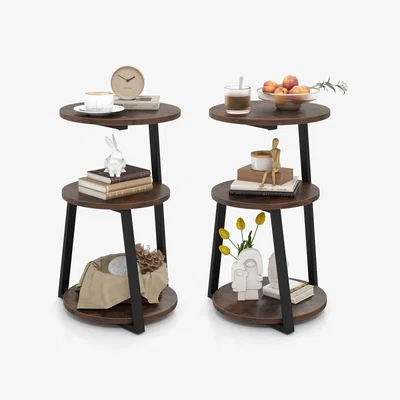 The Range 2Pcs Industrial Sofa End Table - Brown