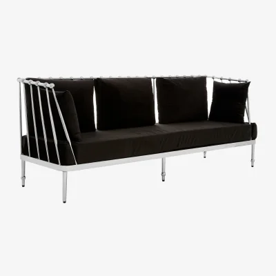 The Range Novo 3 Seat Silver Finish Tapered Arms Sofa - Silver