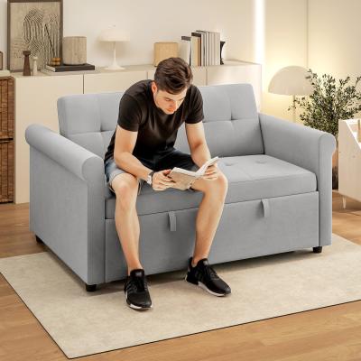 The Range HOMCOM Convertible Pull Out 2 Seater Sofa Bed with Adjustable Backrest - Grey