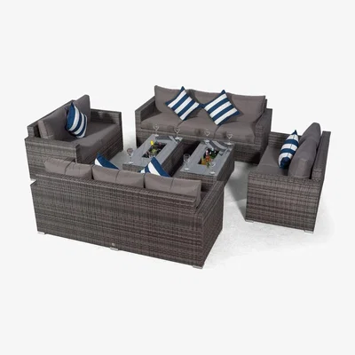 The Range Giardino Sydney 10 Seater Rattan Sofa Set with 2 Ice Bucket Coffee Tables - Grey