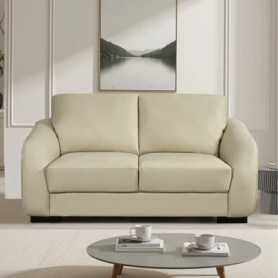 The Range Brandon Bonded Leather 2 seat sofa - Cream