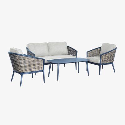 The Range Bolingbroke 4 Seat Aluminium Brown Wicker Sofa Coffee Table Set - Beige