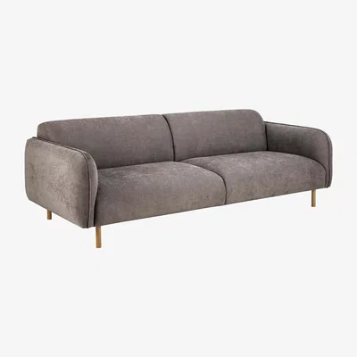The Range Wyld Haus Cambridge 2.5 & 3-Seater Sofa Set - Dusty Brown Fabric with Oak Base - Brown