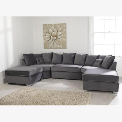 The Range Belling Plush Velvet Steel Sofa Scatterback U Shape - Steel