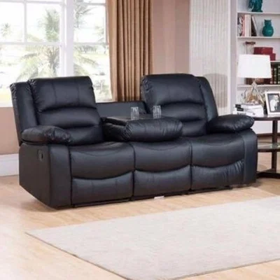 The Range Roma Recliner Leather Sofa 3 Seater - Black