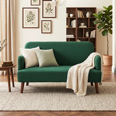 The Range HOMCOM 2 Seater Sofa with 21cm Thick Seat and Wood Legs - Dark Green