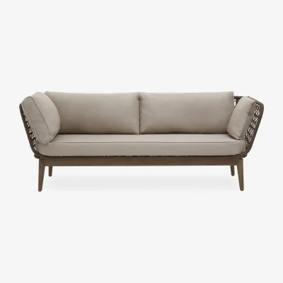 The Range Opus Linen Fabric and Woven Rope 3 Seat Sofa - Cream