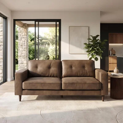 The Range Jasper Faux Leather 3 Seater Sofa - Brown