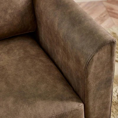 The Range Logan Brown Faux Leather 3 Seater Sofa - Brown
