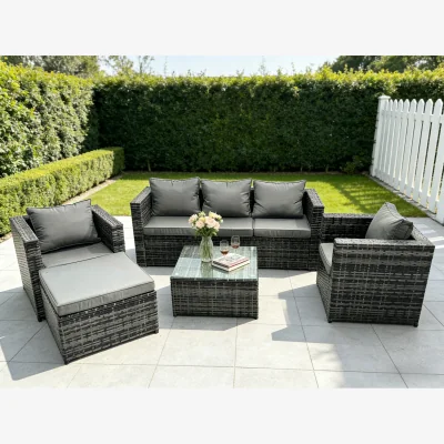 The Range Lounge Rattan Sofa Set Patio 6 Seater