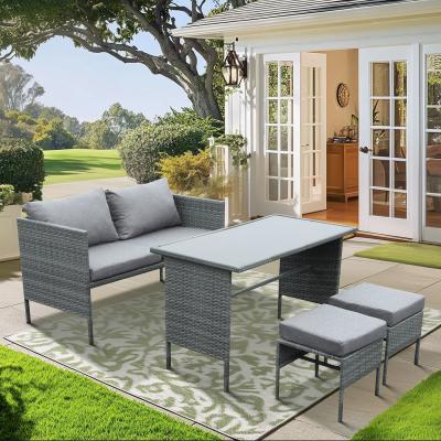 The Range 4 Piece Clara Rattan Sofa Set - Grey