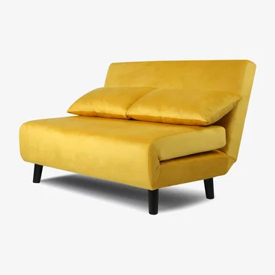 The Range Aurora Small Double Sofa Bed in Velvet - Yellow