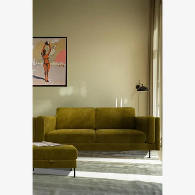 Rockett St George The Grace Medium Sofa In Luxe Kneedlecord Velvet Vintage Green