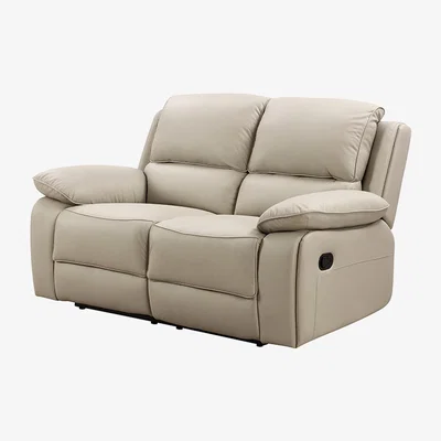 The Range Salerno 2 Seater Leather Manual Recliner Sofa Light Grey - Light Grey