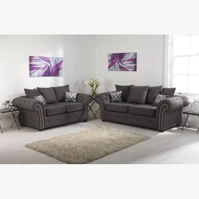 The Range Benson Chenille Grey Sofa Scatterback 3 Plus 2 - Grey