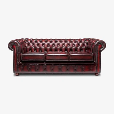 The Range Chesterfield Leather 3 seater Sofa Oxblood Red - Oxblood