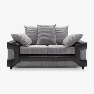 The Range DINO Jumbo Cord Fabric 2 Seater Sofa - Black & Grey