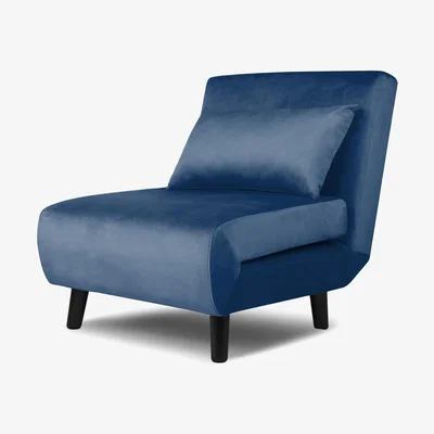 The Range Aurora Single Sofa Bed in Velvet - Blue