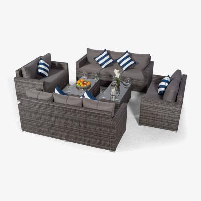 The Range Sydney 10 Seater Rattan Sofa Set with 2 Coffee Tables - Grey
