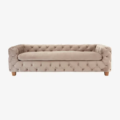 The Range Ophelia 3 Seat Beige Velvet Sofa - Brown