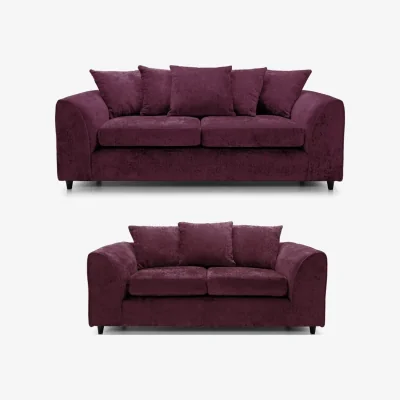 The Range Dylan Chenille Fabric 3 And 2 Seater Sofa Set - PURPLE