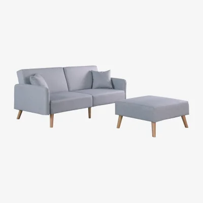The Range Zara Linen Look Click Clack Sofa Bed with Footstool - Grey