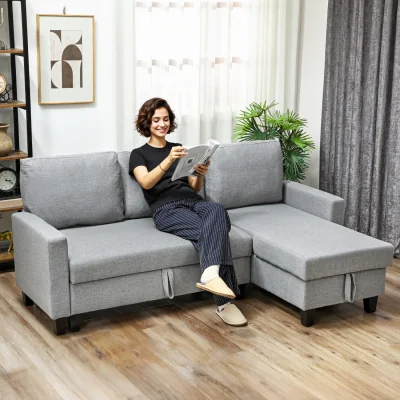 The Range HOMCOM 3 Seater Sofa Bed with Storage for Living Room - Grey