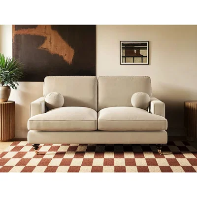 The Range Addison 2 Seater Beige Velvet Sofa - Beige