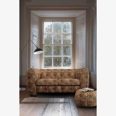 Rockett St George The Bowie Medium Sofa In Leopard Love Velvet Natural