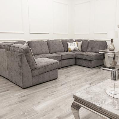 The Range Entity Chenille U Shape Sofa - Grey - Grey