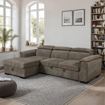 The Range Tivoli 3 Seater Fabric Pull Out Sofa Bed - Mocha