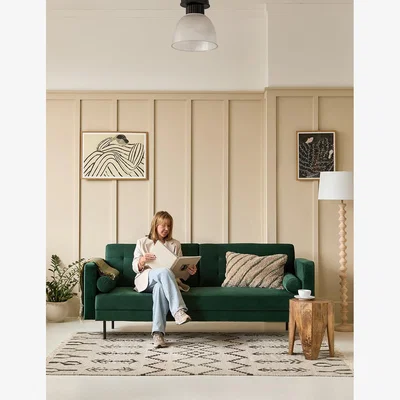 Rose & Grey Green Button & Stud Sofa Bed