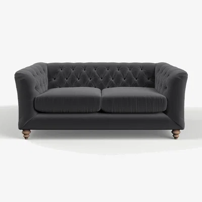 Rose & Grey Hugo Chesterfield Sofa 2 Seater in Granite Velvet
