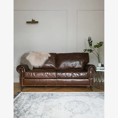 Rose & Grey Vintage Leather Sofa - 3 Seater