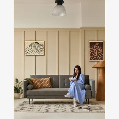 Rose & Grey Grey Button & Stud Sofa Bed