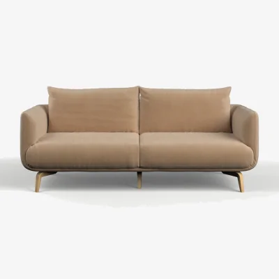 Rose & Grey Hebden Curved Sofa 3 Seater Warm Beige Classic Velvet