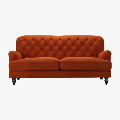 Sofa.com Snowdrop Button Back 3 Seat Sofa in Brick Aquaclean Clever Velvet