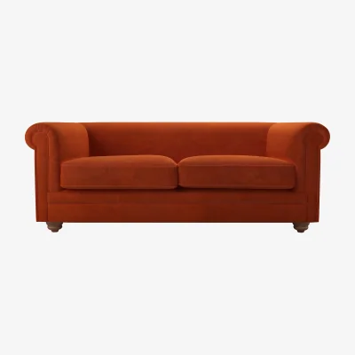 Sofa.com Patrick Unbuttoned 2.5 Seat Sofa in Brick Aquaclean Clever Velvet