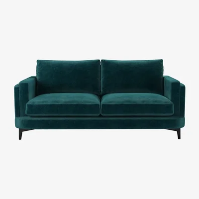Sofa.com Boston Squared Arm 2.5 Seat Sofa in Jade Smart Velvet - sofa.com