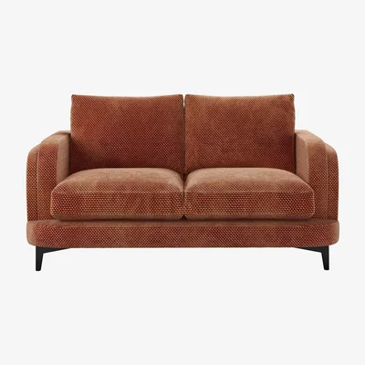 Sofa.com Boston Curved Arm 2 Seat Sofa in Pomegranate Bubble Velvet