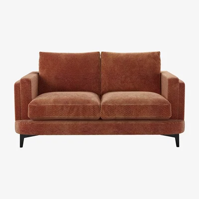 Sofa.com Boston Squared Arm 2 Seat Sofa in Pomegranate Bubble Velvet
