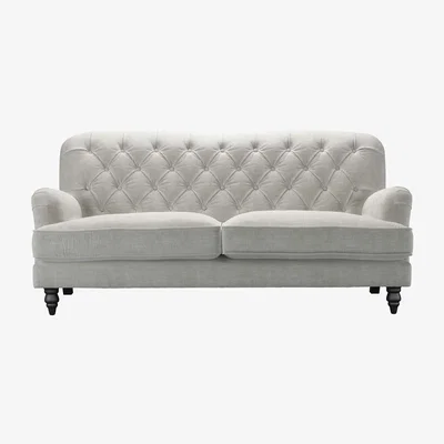 Sofa.com Snowdrop Button Back 3 Seat Sofa in Fog Aquaclean Clever Chenille
